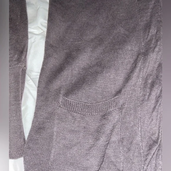 Maje Cardigan Cotton Linen Blend Women's S Small Sweater Gray Grey Deep V Neck
